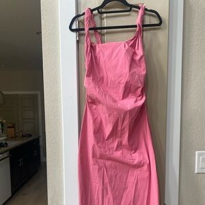 Zara ruched pink midi dress new with tags medium